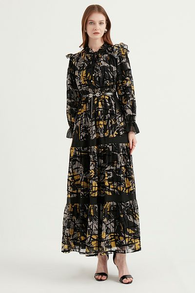 bonema Belted Chiffon Dress