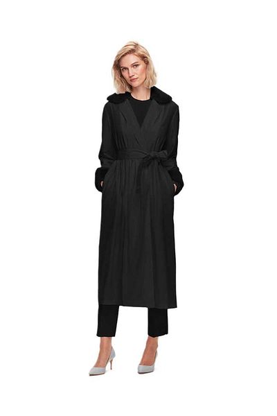 MISS DALIDA Black Knitwear Lined Trench Coat T25K-8005