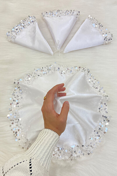 ZEYMERADE منديل العريس الأبيض، تفاصيل الترتر اللامع لحفلات الزفاف، وصيفة العر...