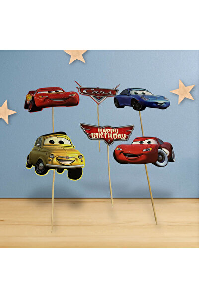 PARTİSERÜVENİ مجموعة من 6 قطع من الكيك والديكور وأعواد الأسنان مع عربات الأطفال