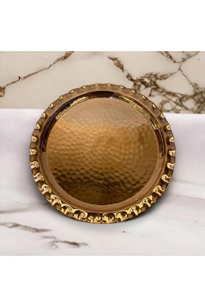 EFEMİR Dövme Bakır Çirtikli Tepsi 24 cm