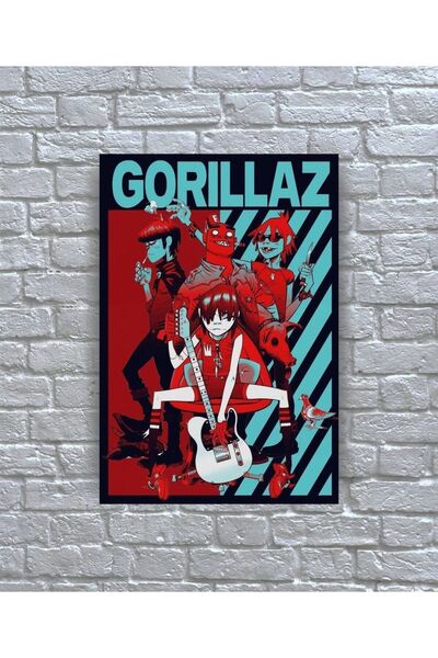 icase Gorillaz Μουσικό συγκρότημα Εξώφυλλο άλμπουμ αφίσας Ξύλινος πίνακας ζωγ...
