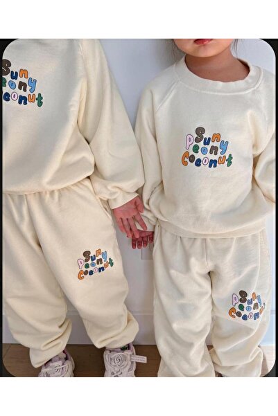 Soody Kids Alk Coconut Printed Ecru Seasonal Bottom and Top Set