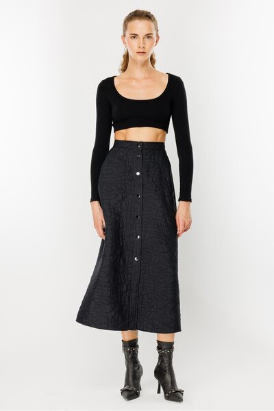 accort Çıtçıtlı Kapitone Etek - SİYAH