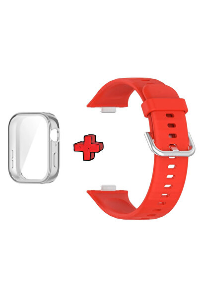 Huawei حافظة وواقي شاشة وحبل سيليكون جل 2 في 1 متوافق مع Watch Fit 3