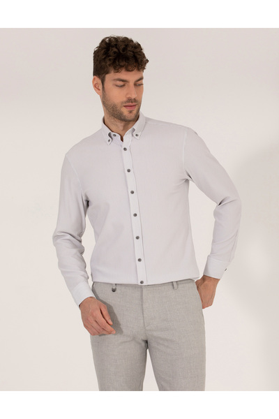 Pierre Cardin Anthracite Slim Fit Long Sleeve Shirt 50266609-VR006