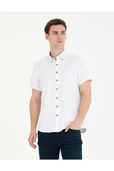 Pierre Cardin Haki Slim Fit Kısa Kollu Gömlek 50269453-VR027