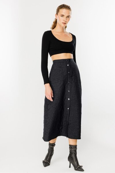 accort Çıtçıtlı Kapitone Etek - SİYAH