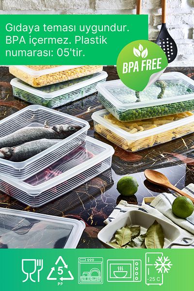 GRİMOR Life 2.3 Lt Transparent Freezer Storage Set - 6 Deep Freezer and Refrigerator Organizer