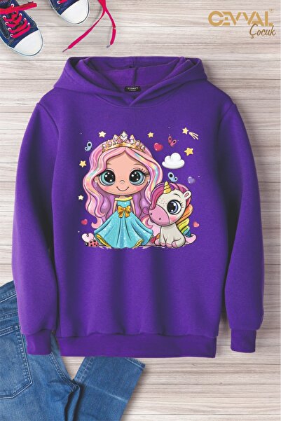 Cevval BASKILI KAPÜŞONLU OVERSİZE ÇOCUK SWEAT SHİRT