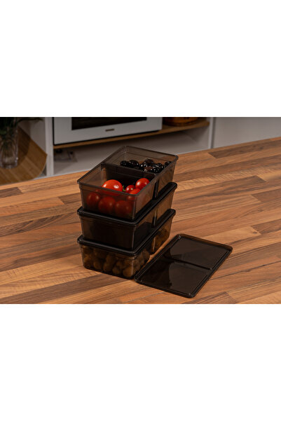 Codemfire 1.5 Liter 10 Pieces Anthracite Storage Container with Compartments - Freezer Suitable Pp5