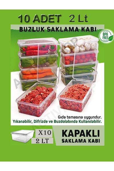 ACTIVESHOP 10 Pieces 2 Lt. Freezer with Self Cover and Suitable for Diffraction