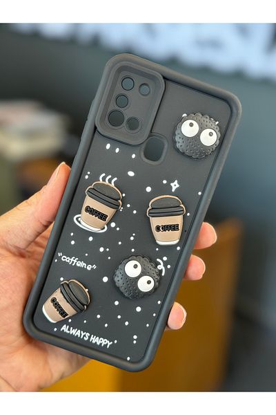 Fibaks جراب لهاتف Galaxy A21s بتصميم نمط حماية للكاميرا، غطاء سيليكون ناعم باللون الأسود
