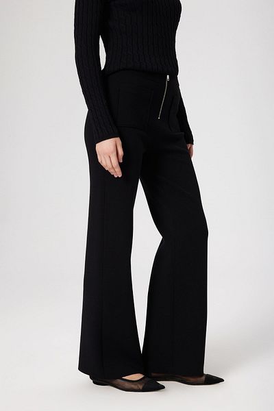 Mısırlı Pantaloni de damă cu fermoar cu buzunar negru
