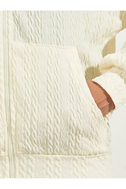 Styli Regular Fit Textured Knit Zip Through Hoodie