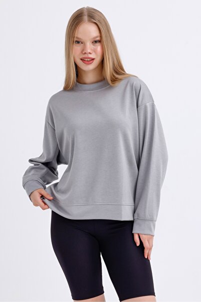 MD trend Women's Crew Neck Basic Oversize Modal Sweatshirt