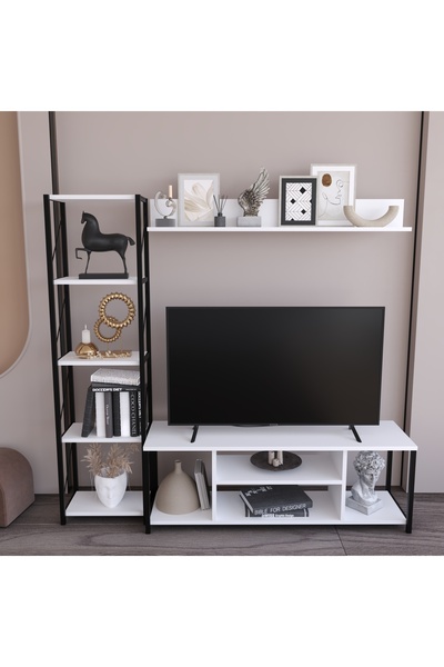 Remaks Jattebo 160 Cm Tv Ünitesi Seti Yaşam Ünitesi Seti Metal Gövde Beyaz