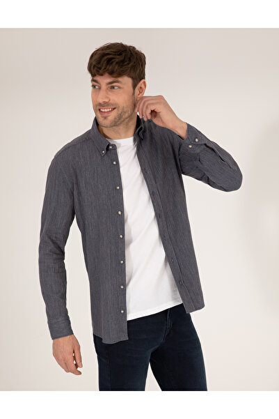 Pierre Cardin Синя сорочка Slim Fit з довгими рукавами 50266232-VR036