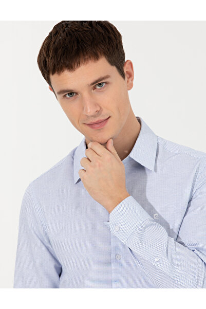 Pierre Cardin Cămașă albastră cu mânecă lungă, croială slim 50259484-VR036