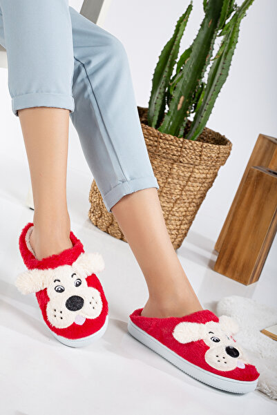 Slipcat Plush Non-Slip Sole Home Slippers with Dog