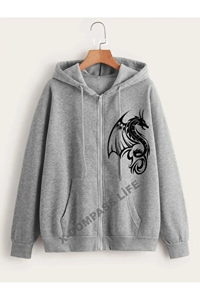 x-compass life Unisex Capson Ζακέτα με φερμουάρ Dragon On Printed