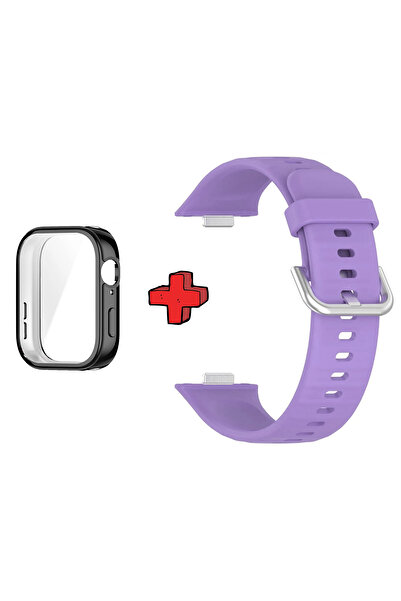 Huawei حافظة وواقي شاشة وحبل سيليكون جل 2 في 1 متوافق مع Watch Fit 3