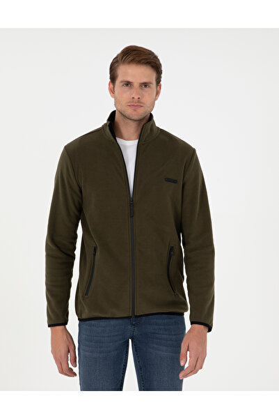 Pierre Cardin Khaki Regular Fit Fleece Cardigan 50298991-Vr027