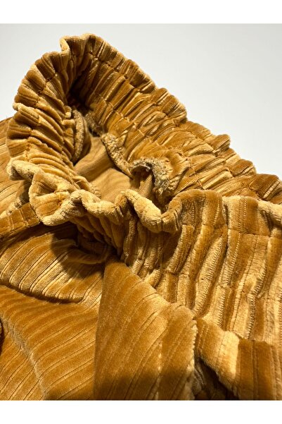 BOBBY JR KİDSWEAR WİDE LEG CEPLİ KADİFE KIZ ÇOCUK PANTALON