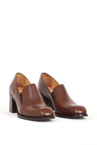Dericlub High Heeled Women's Shoes - Blunt Toe Leather Br 44274 Tan
