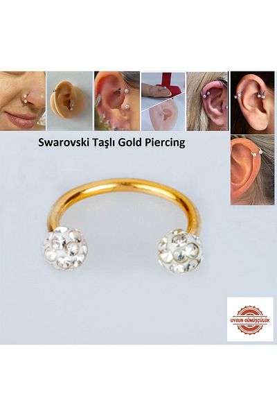 UygunGümüşçülük 316L Antiallergic Surgical Steel - Shampoo Helix, Septum, Tragus and Labret Rose Piercing