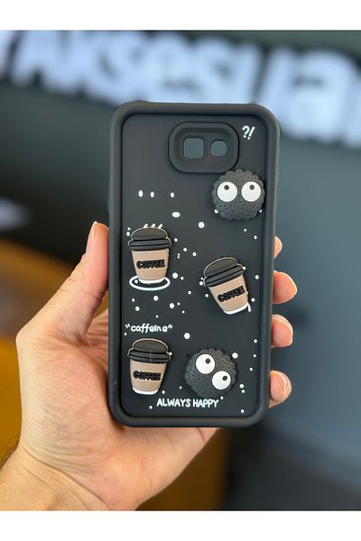 Fibaks جراب لهاتف Galaxy J7 Prime بتصميم نمط حماية للكاميرا، غطاء سيليكون ناعم باللون الأسود