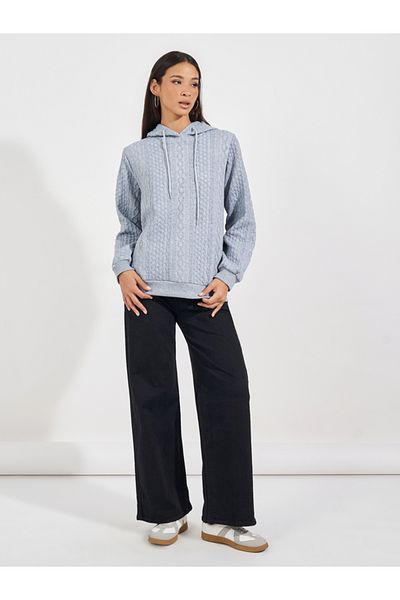 Styli Oversized Regular Length Textured Hoodie