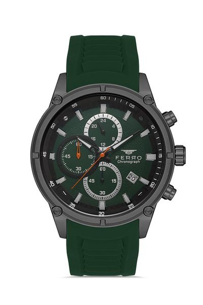 FERRO Quartz Silicone Green 45 mm Functions Active Men's Wristwatch