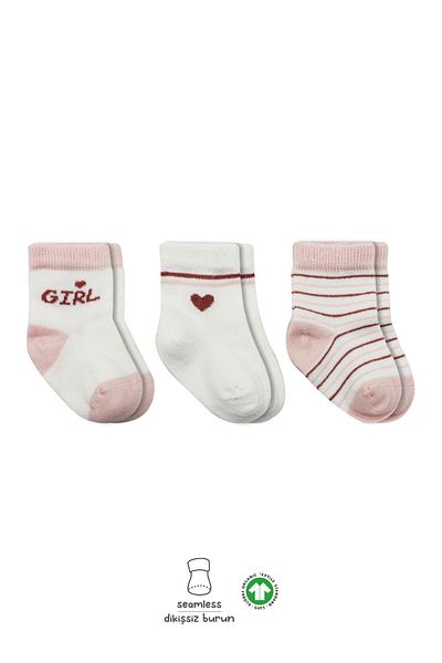 Bistyle Organic Seamless Combed Cotton Socks for 0-3 Months Baby - Set of 3