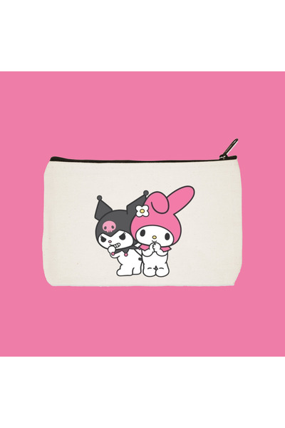 designedfy Водоустойчива чантичка за грим с щампа от плат Kuromi 2, калъф за моливи и портфейл