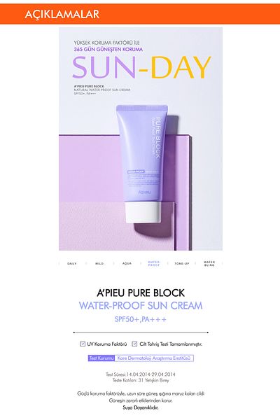 Missha A'Pieu Pure Block Sunscreen - Sweat and Water Resistant, Spf50+/Pa+++ 50ml