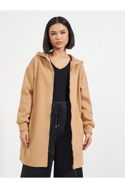 Styli Regular Fit Longline Wool Like Hooded Coat
