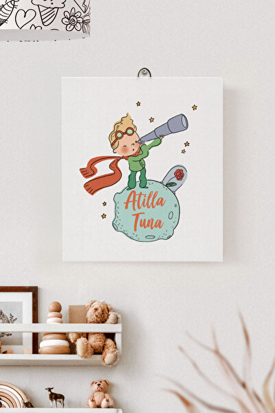 Lilabio İsme Özel Çocuk Odası Kanvas Tablo Küçük Prens (17x21 Cm)