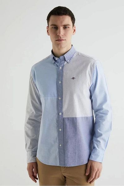 Gant Men's Blue Regular Fit Classic Collar Striped Shirt