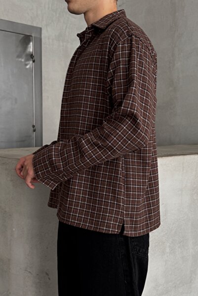 HYMAN Мъжка карирана риза с овърсайз кройка