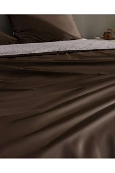 Madame Coco Avent Single 100% Cotton Printed Satin Duvet Cover Set - Brown