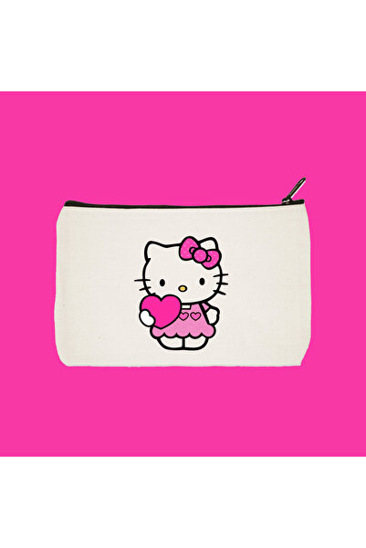 designedfy Hello Kitty Kalp Su Geçirmez Baskılı Bez Makyaj Çantası, Kalemlik,...