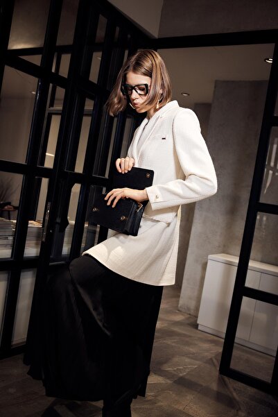 Zühre Double Breasted Collar Buttoned Ecru Jacket C-0109