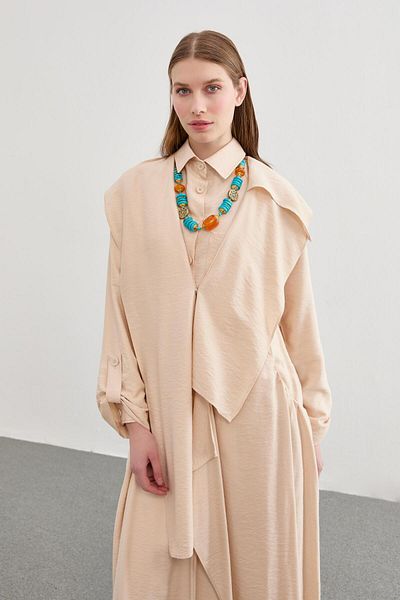 Zühre Μπεζ Casual Wear Out - Λεπτομέρεια μανίκι Gç-0193