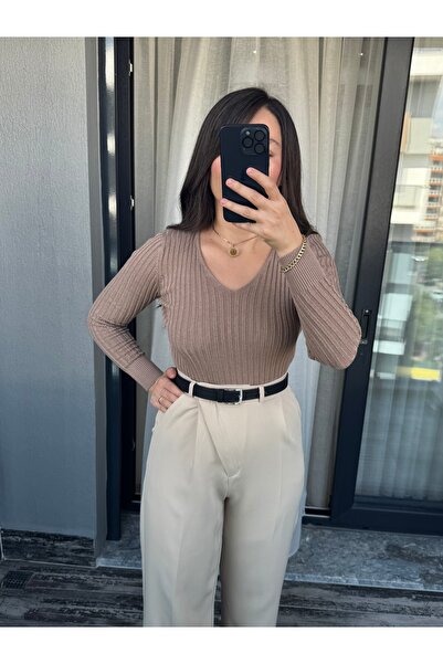 Store Yüksek Bel Önü Çapraz Model Kumaş Pantolon