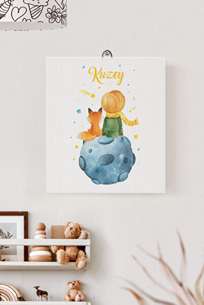 Lilabio İsme Özel Çocuk Odası Kanvas Tablo Küçük Prens (17x21 Cm)