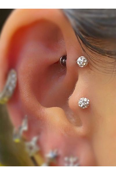 UygunGümüşçülük Goldantiallergic 316L Surgical Steel Shampoo Helix,Septum,Tragus,Labret Piercing 1 Piece
