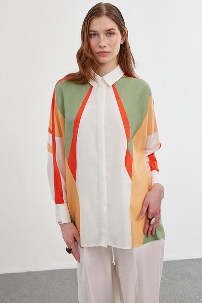 Zühre Color Blocked Green Shirt G-0052