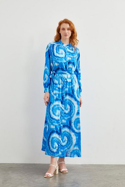Zühre Rochie lungă cu model albastru - E-0400