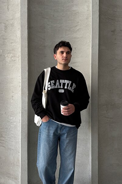 HYMAN Ανδρικό φούτερ με στάμπα Seattle Oversize